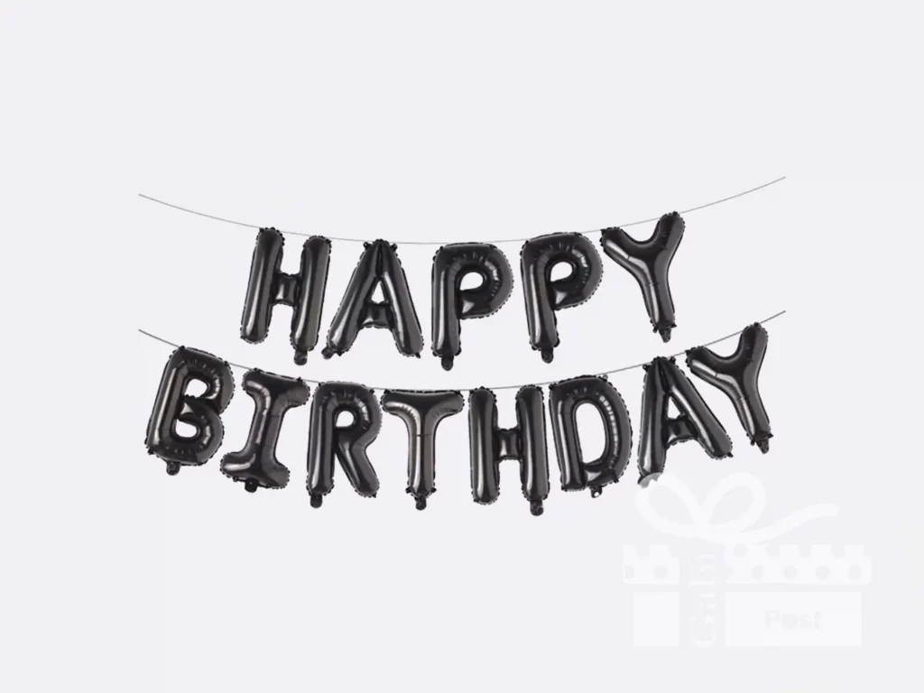 Black Happy Birthday balloons