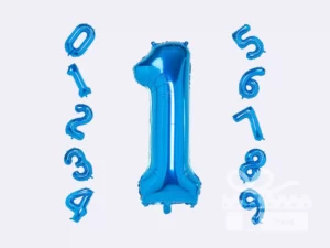 Blue number balloons